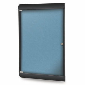 42⅛''x27¾'' 1-Dr Silhouette Encl Bulletin Bd, Black Frame, Vinyl Fabric Ocean - Ghent
