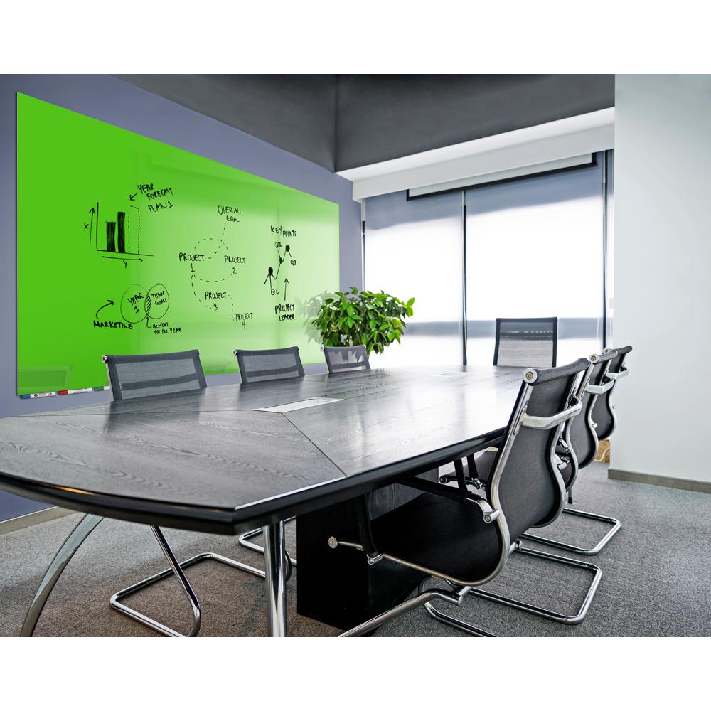 Ghent Aria 4'H x 4'W Magnetic Glass White Board, Gray Surface, , 4 Rare Earth Magnets, 4 Markers and Eraser