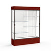Spirit  60''W x 80''H x 16''D  Lighted Floor Case, White Back, Dk. Bronze Finish, Maroon Base and Top - Waddell