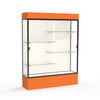 Spirit  60''W x 80''H x 16''D  Lighted Floor Case, Plaque Back, Dk. Bronze Finish, Orange Base and Top - Waddell
