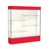 Spirit  72''W x 80''H x 16''D  Lighted Floor Case, Plaque Back, Satin Finish, Red Base and Top - Waddell