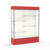 Spirit  60''W x 80''H x 16''D  Lighted Floor Case, Plaque Back, Satin Finish, Red Base and Top - Waddell