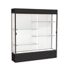Spirit  72''W x 80''H x 16''D  Lighted Floor Case, White Back, Dk. Bronze Finish, Black Base and Top - Waddell