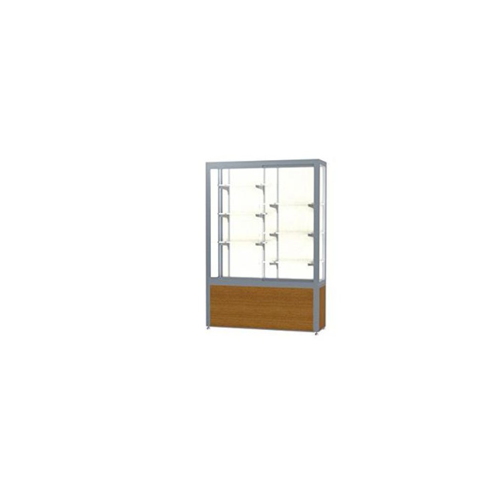 Challenger  48''W x 66''H x 16''D  Floor Case, Plaque Back, Satin Finish, Lt. Oak Vinyl Base - Waddell