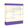 Spirit  72''W x 80''H x 16''D  Lighted Floor Case, Plaque Back, Champagne Finish, Purple Base and Top - Waddell