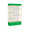 Spirit  48''W x 80''H x 16''D  Lighted Floor Case, Plaque Back, Champagne Finish, Kelly Green Base and Top - Waddell