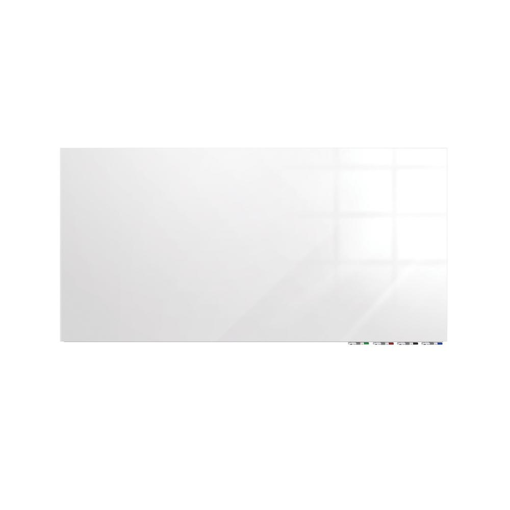 Ghent Aria 4'H x 8'W Glass White Board, White Surface, Horizontal, 4 Markers and Eraser