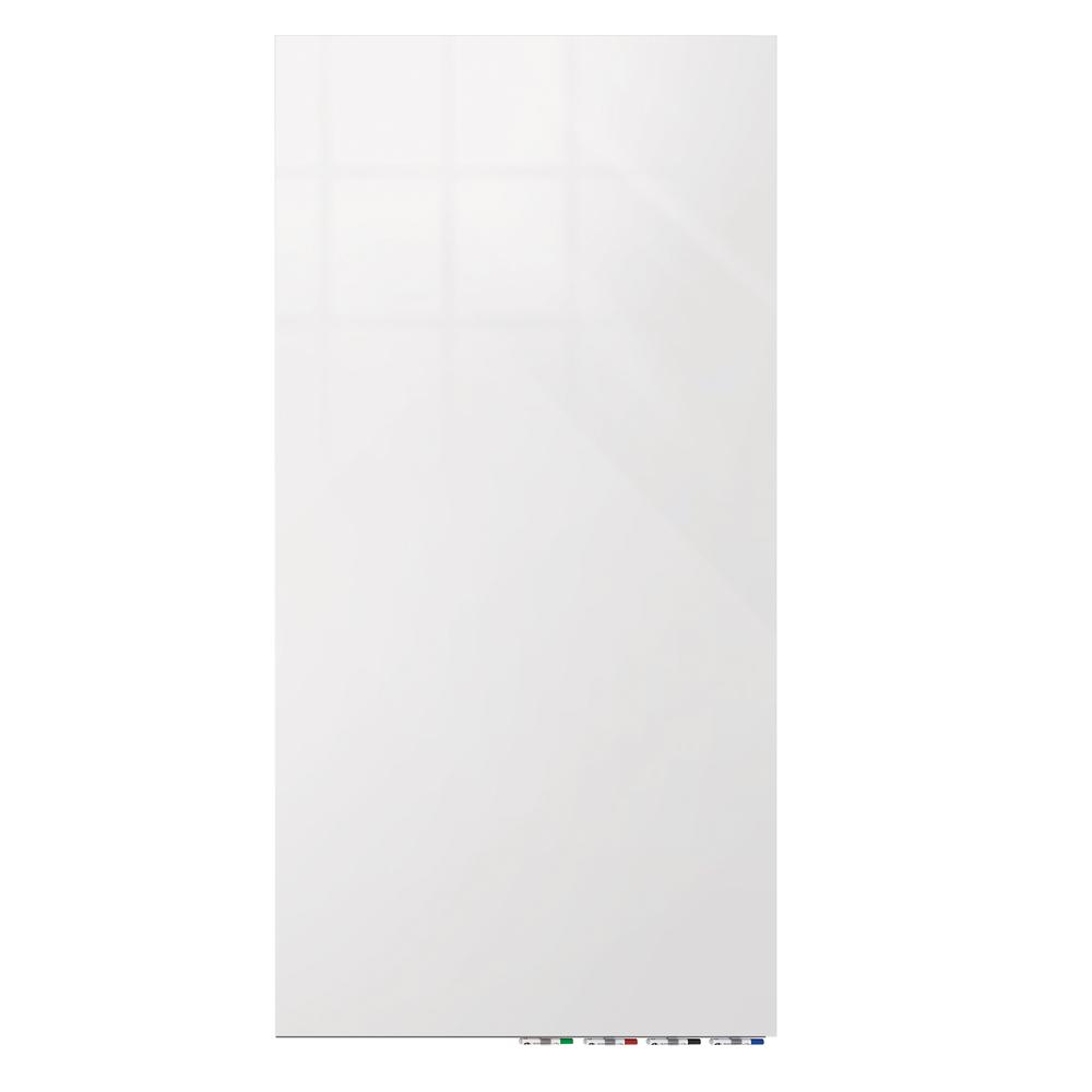 Ghent Aria 6'H x 4'W Magnetic Glass White Board, White Surface, Vertical, 4 Rare Earth Magnets, 4 Markers and Eraser