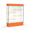 Spirit  60''W x 80''H x 16''D  Lighted Floor Case, Plaque Back, Satin Finish, Orange Base and Top - Waddell