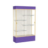Spirit  48''W x 80''H x 16''D  Lighted Floor Case, Plaque Back, Champagne Finish, Purple Base and Top - Waddell