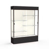 Spirit  60''W x 80''H x 16''D  Lighted Floor Case, Plaque Back, Dk. Bronze Finish, Black Base and Top - Waddell