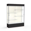 Spirit  60''W x 80''H x 16''D  Lighted Floor Case, Plaque Back, Satin Finish, Black Base and Top - Waddell