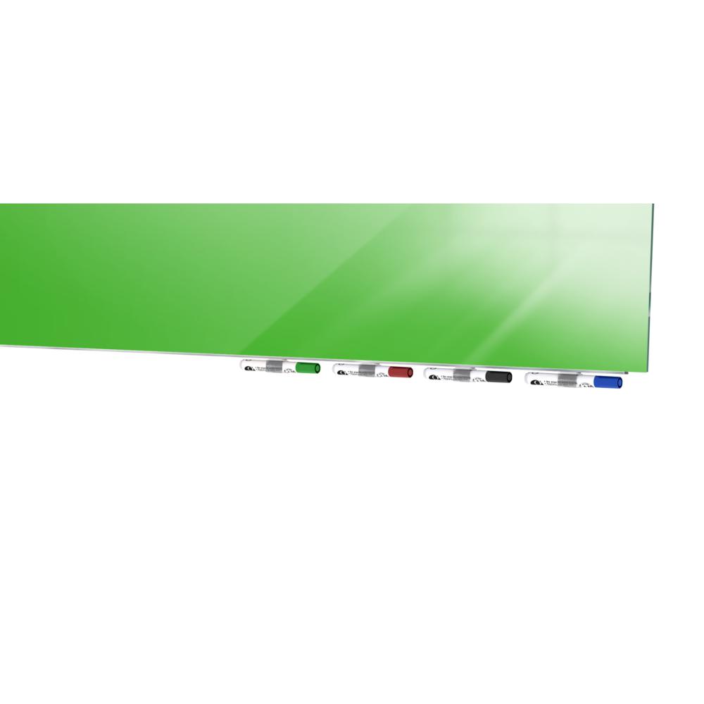 Ghent Aria 4'H x 4'W Magnetic Glass White Board, Gray Surface, , 4 Rare Earth Magnets, 4 Markers and Eraser