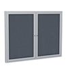 Ghent 36''x48'' 2-Door Satin Aluminum Frame Enclosed Fabric Bulletin Board - Gray