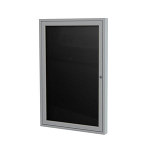 Ghent 1 Door Enclosed Vinyl Letter Board with Satin Aluminum Frame, 36''H x 30''W, Black