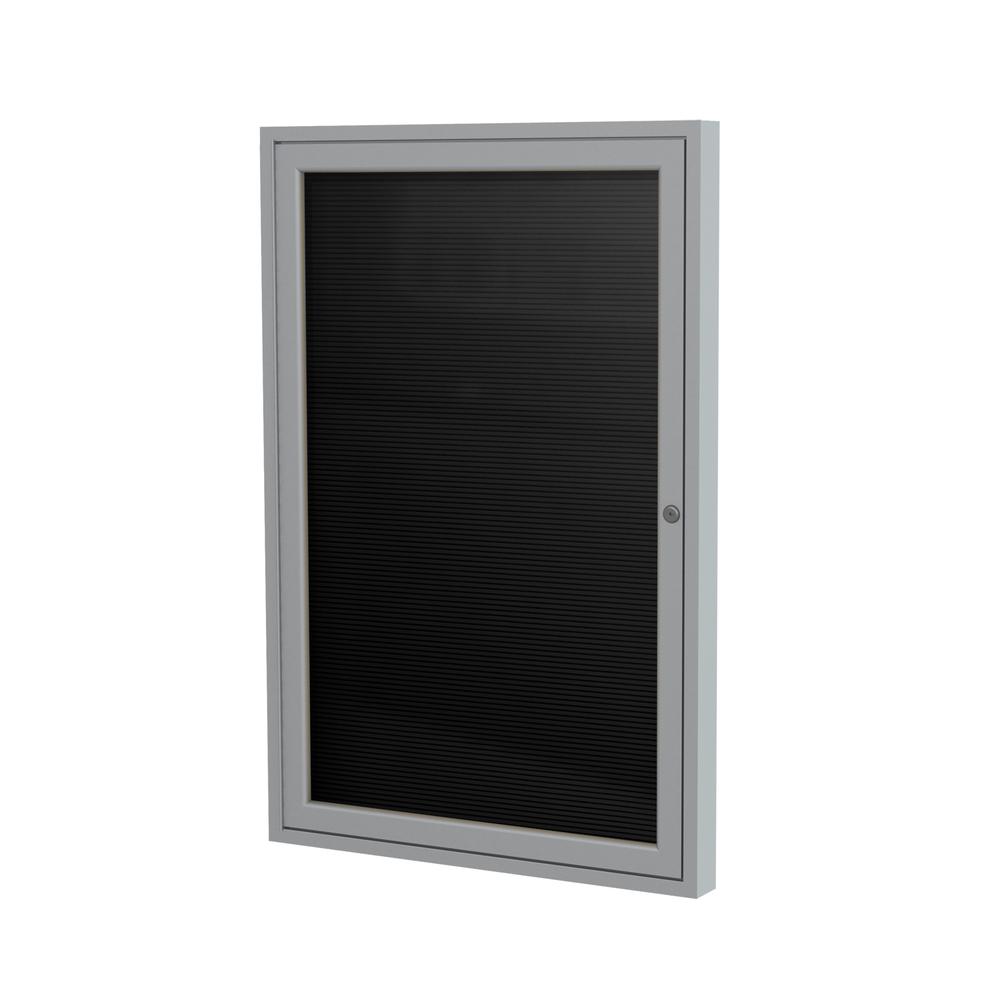Ghent 1 Door Enclosed Vinyl Letter Board with Satin Aluminum Frame, Black, 24''H x 18''W, Black