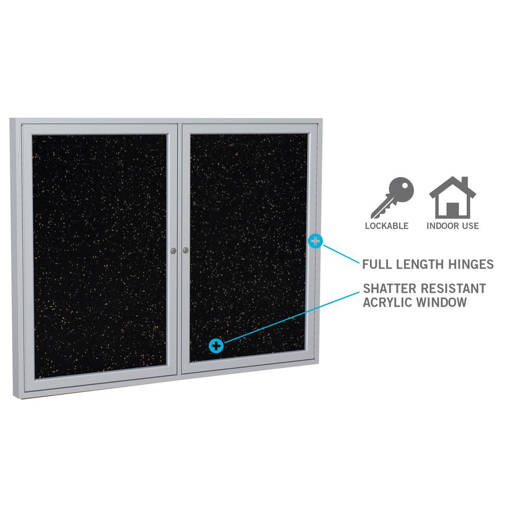 Ghent 1 Door Enclosed Recycled Rubber Bulletin Board with Satin Frame, 36''H x 30''W, Black
