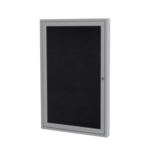 Ghent 1 Door Enclosed Recycled Rubber Bulletin Board with Satin Frame, 36''H x 30''W, Black