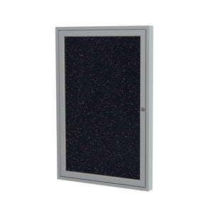 Ghent 1 Door Enclosed Recycled Rubber Bulletin Board with Satin Frame, 36''H x 30''W, Confetti