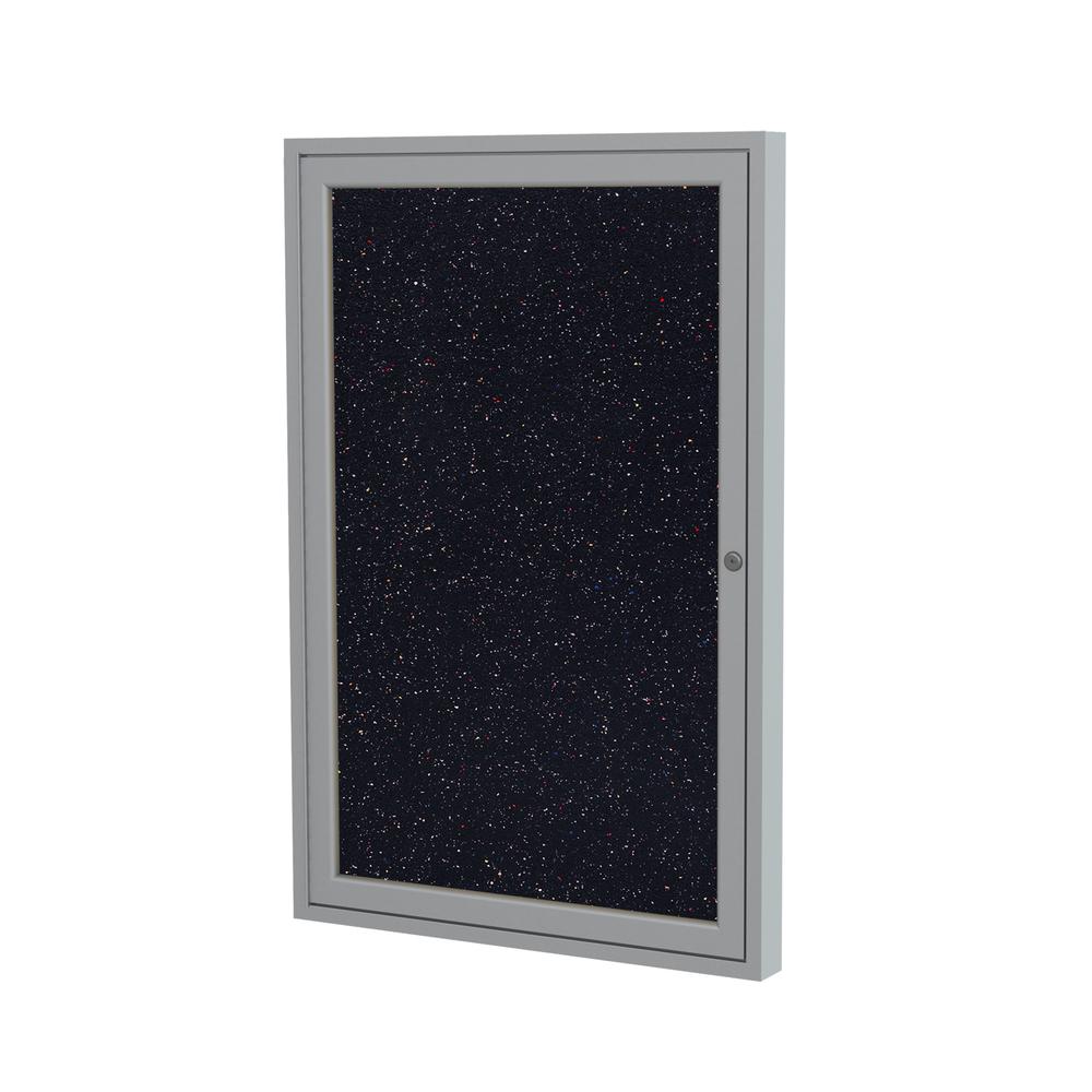 Ghent 1 Door Enclosed Recycled Rubber Bulletin Board with Satin Frame, 36''H x 30''W, Confetti