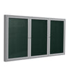 3 Door Enclosed Vinyl Bulletin Board with Satin Frame, 4'H x 8'W, Ebony - Ghent