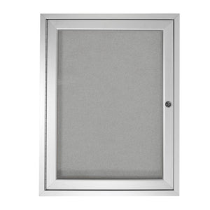 Ghent 36''x36'' 1-Door Outdoor Enclosed Vinyl Bulletin Board, Shatter Resistant, with Lock, Satin Aluminum Frame - Silver (PA13636VX-193), Made in the USA
