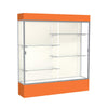 Spirit  72''W x 80''H x 16''D  Lighted Floor Case, Plaque Back, Satin Finish, Orange Base and Top - Waddell