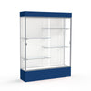 Spirit  60''W x 80''H x 16''D  Lighted Floor Case, White Back, Satin Finish, Navy Base and Top - Waddell