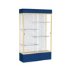 Spirit  48''W x 80''H x 16''D  Lighted Floor Case, White Back, Champagne Finish, Navy Base and Top - Waddell