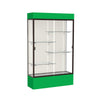 Spirit  48''W x 80''H x 16''D  Lighted Floor Case, Plaque Back, Dk. Bronze Finish, Kelly Green Base and Top - Waddell