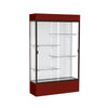 Spirit  48''W x 80''H x 16''D  Lighted Floor Case, White Back, Dk. Bronze Finish, Maroon Base and Top - Waddell
