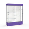 Spirit  60''W x 80''H x 16''D  Lighted Floor Case, White Back, Satin Finish, Purple Base and Top - Waddell