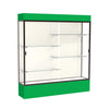 Spirit  72''W x 80''H x 16''D  Lighted Floor Case, Plaque Back, Dk. Bronze Finish, Kelly Green Base and Top - Waddell