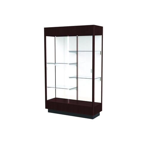 Heritage  48''W x 76''H x 18''D  Floor Case, White Back, Hardwood Java Finish w/ Lighted Cornice - Waddell