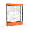 Spirit  60''W x 80''H x 16''D  Lighted Floor Case, White Back, Dk. Bronze Finish, Orange Base and Top - Waddell