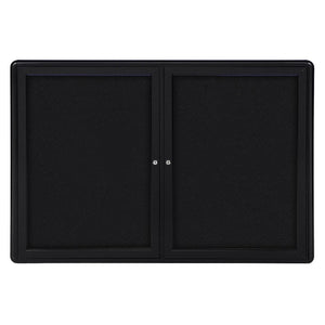 34''x47'' 2-Door Ovation Black Fabric Bulletin Board - Black Frame - Ghent