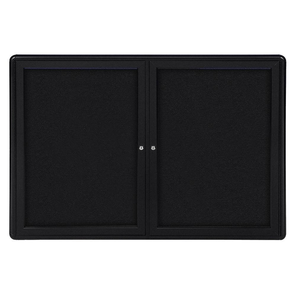 34''x47'' 2-Door Ovation Black Fabric Bulletin Board - Black Frame - Ghent