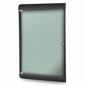42⅛''x27¾'' 1-Dr Silhouette Encl Bulletin Bd, Black Frame, Vinyl Fabric Stone - Ghent