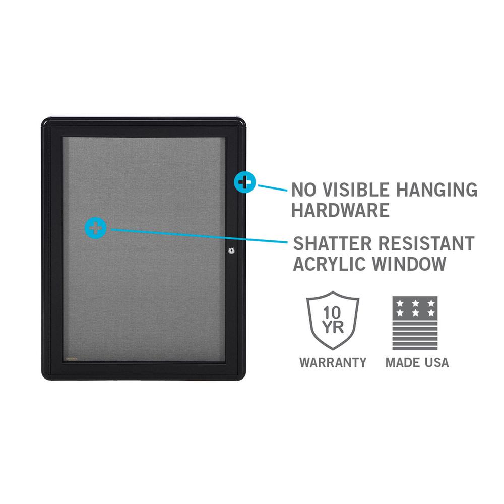 34''x47'' 2-Door Ovation Black Fabric Bulletin Board - Black Frame - Ghent