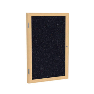 36''x36'' 1-Dr Wood Fr Oak Finish Encl Recycled Rubber Bulletin Board - Confetti - Ghent