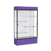 Spirit  48''W x 80''H x 16''D  Lighted Floor Case, White Back, Dk. Bronze Finish, Purple Base and Top - Waddell