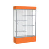 Spirit  48''W x 80''H x 16''D  Lighted Floor Case, White Back, Satin Finish, Orange Base and Top - Waddell
