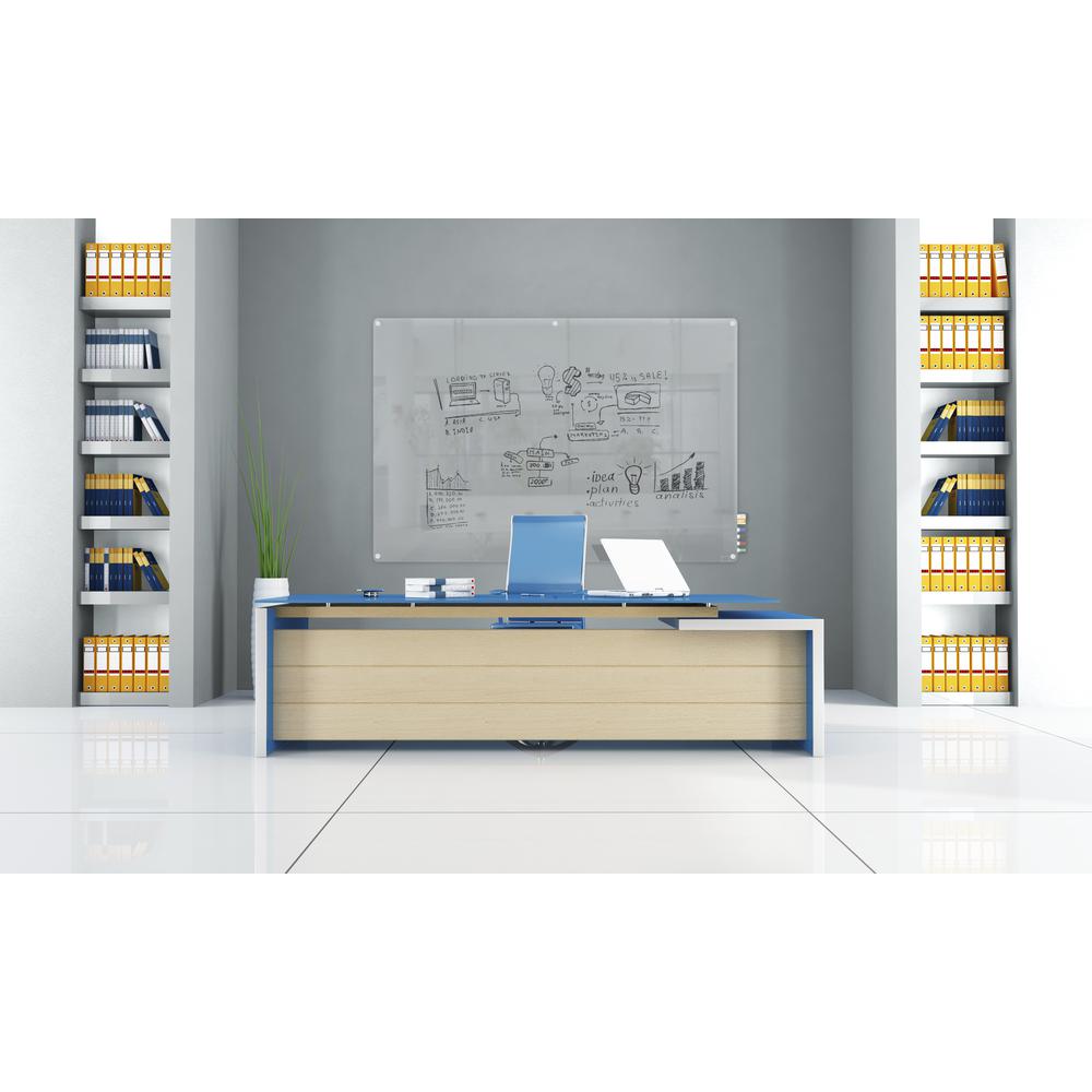 Ghent 4'x5' Harmony Frosted Glassboard - Radius Corners - 4 Markers and Eraser