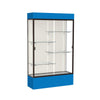 Spirit  48''W x 80''H x 16''D  Lighted Floor Case, Plaque Back, Dk. Bronze Finish, Royal Blue Base and Top - Waddell