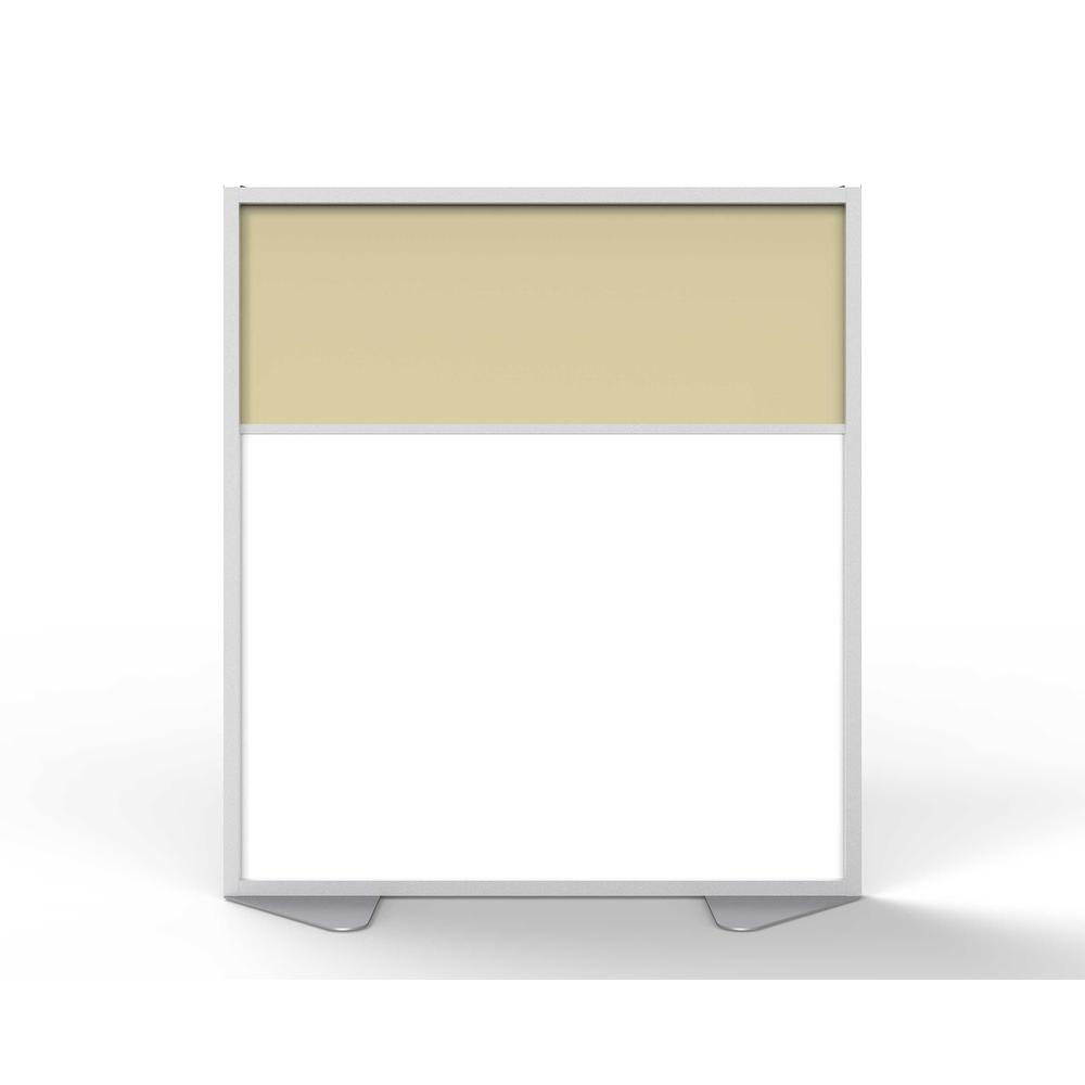 Ghent Floor Partition with Aluminum Frame and 2 Split Panel Infill, Porcelain and Carmel Vinyl, 54''H x 48''W