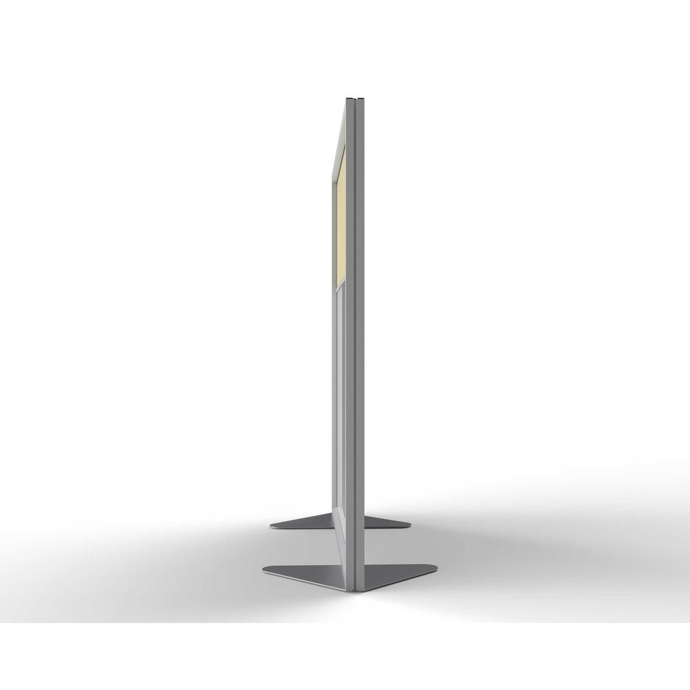 Ghent Floor Partition with Aluminum Frame and 2 Split Panel Infill, Porcelain and Carmel Vinyl, 54''H x 48''W