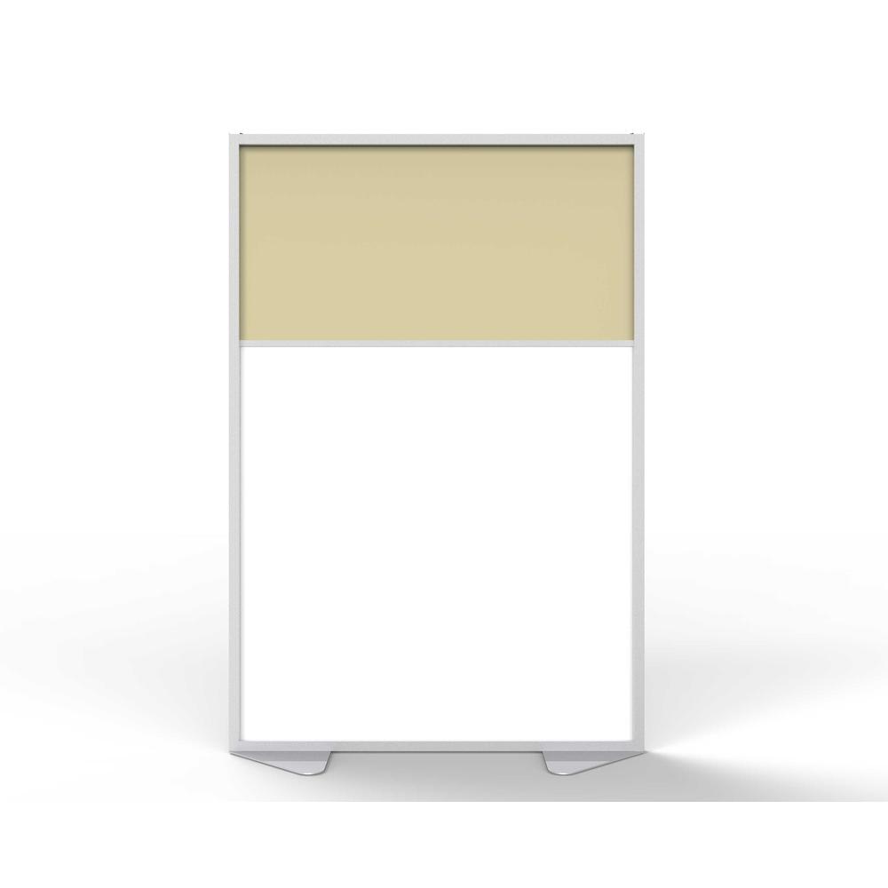 Ghent Floor Partition with Aluminum Frame and 2 Split Panel Infill, Porcelain and Carmel Vinyl, 72''H x 48''W