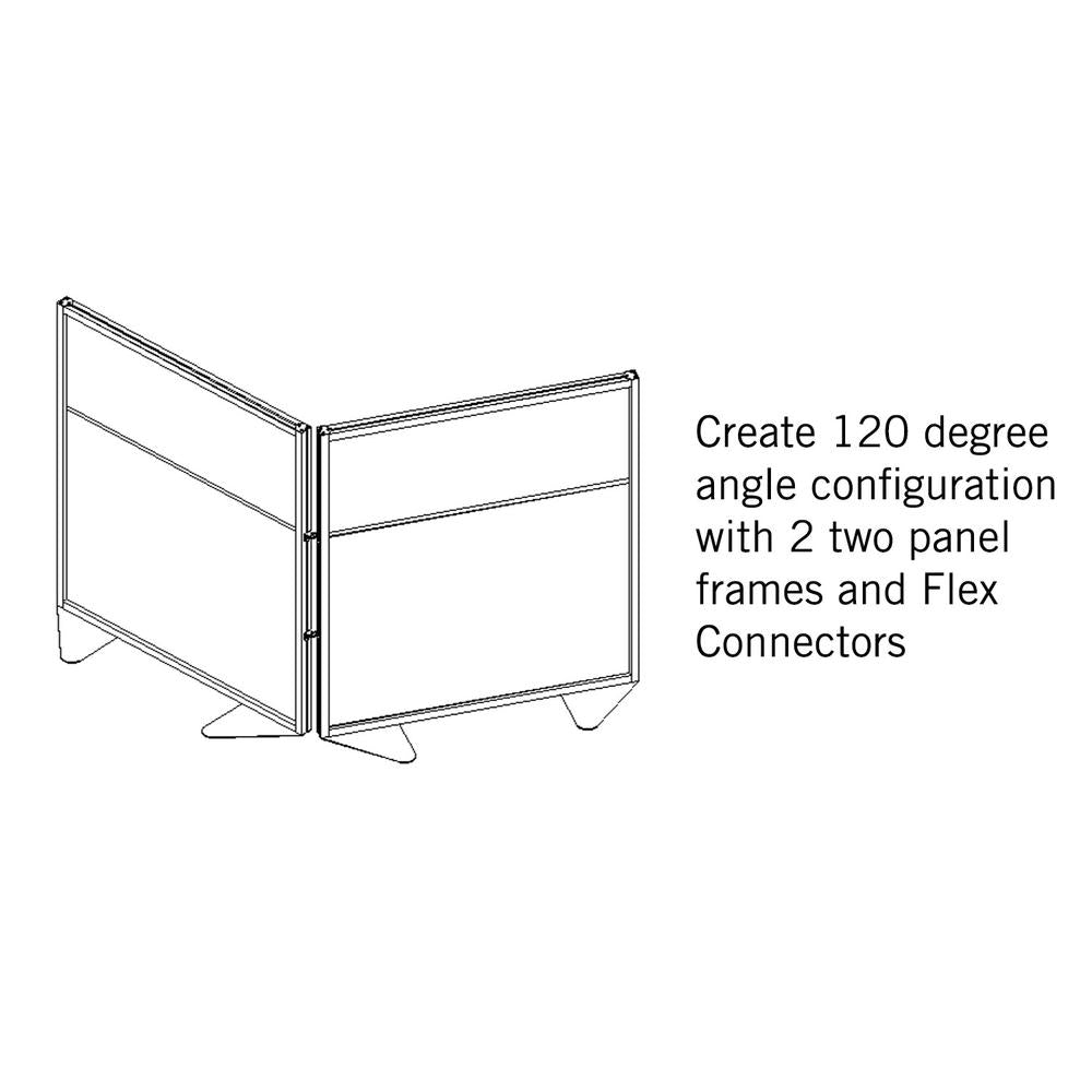 Ghent Floor Partition with Aluminum Frame and 2 Split Panel Infill, Porcelain and Carmel Vinyl, 54''H x 48''W