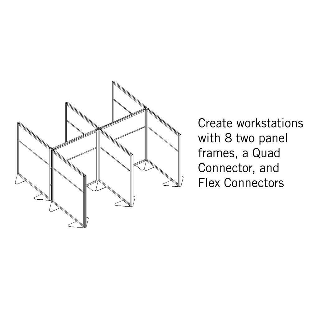 Ghent Floor Partition with Aluminum Frame and 2 Split Panel Infill, Porcelain and Carmel Vinyl, 54''H x 48''W