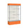 Spirit  48''W x 80''H x 16''D  Lighted Floor Case, Plaque Back, Satin Finish, Orange Base and Top - Waddell